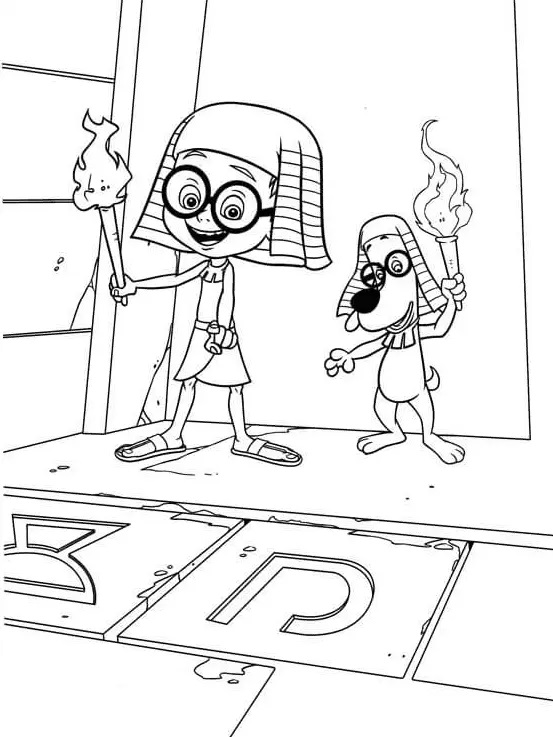Çocuklar İçin Bay Peabody and Sherman Boyama Sayfaları 