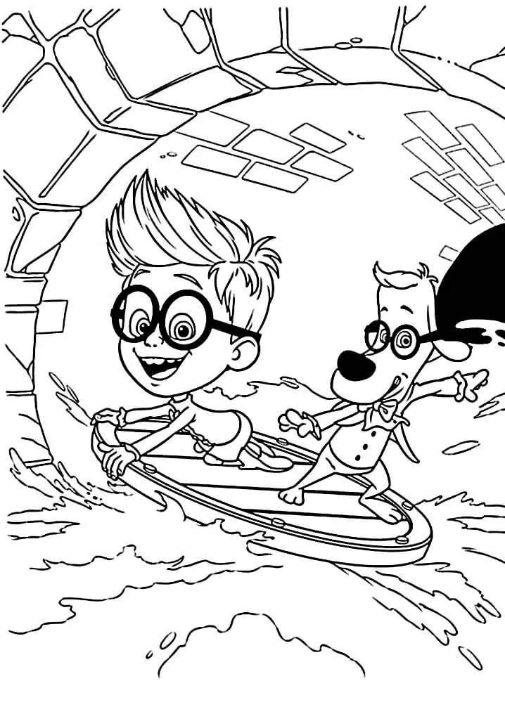 Çocuklar İçin Bay Peabody and Sherman Boyama Sayfaları 