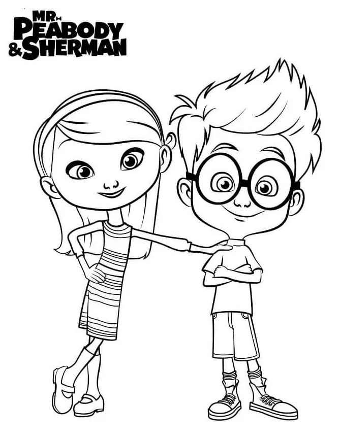 Çocuklar İçin Bay Peabody and Sherman Boyama Sayfaları 