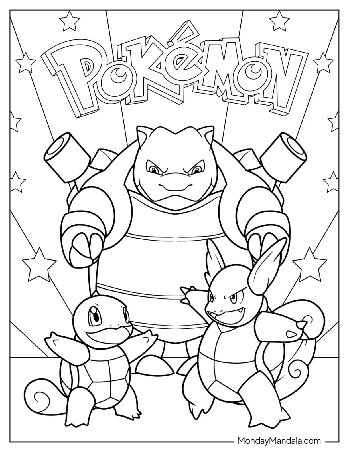Çocuklar İçin Blastoise Boyama Sayfaları 