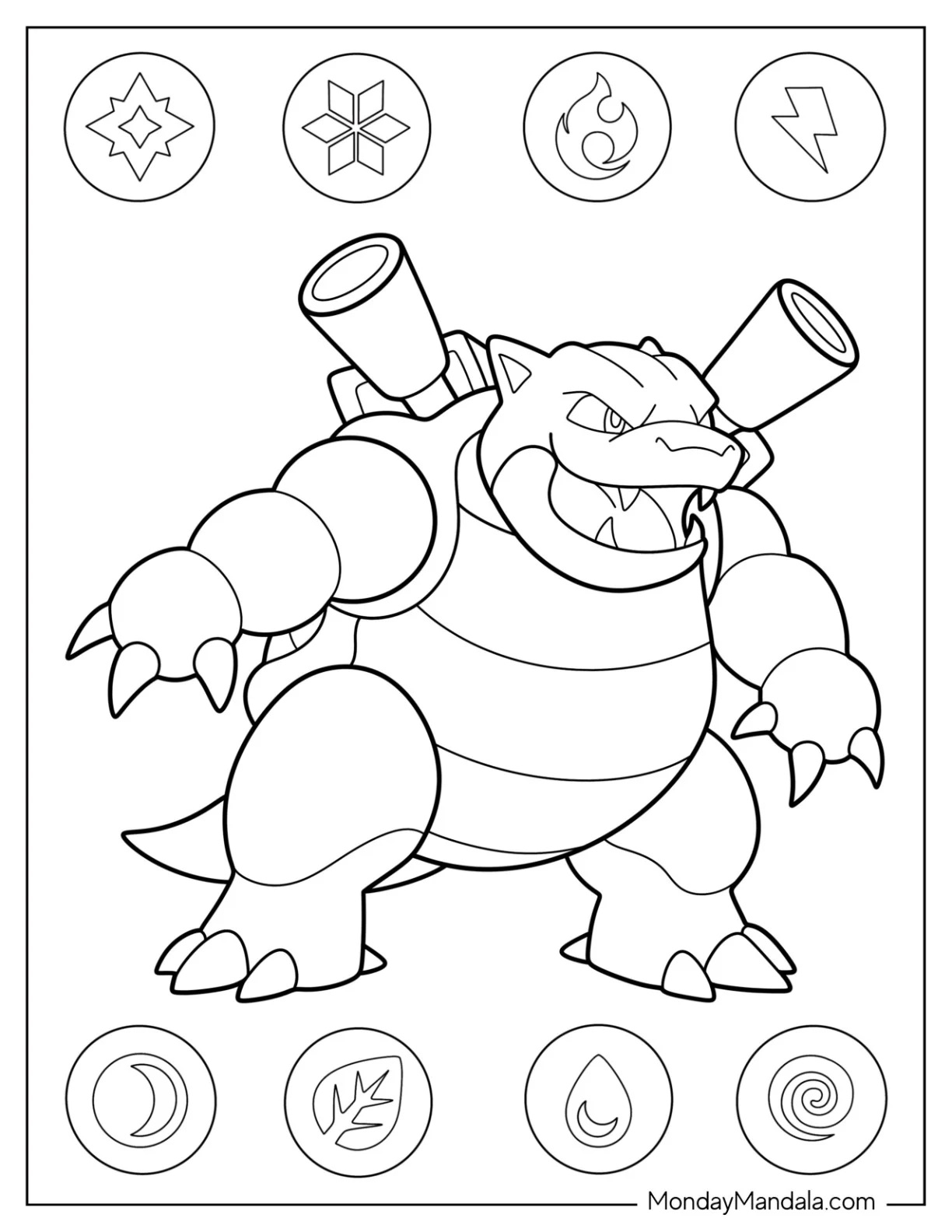 Çocuklar İçin Blastoise Boyama Sayfaları 