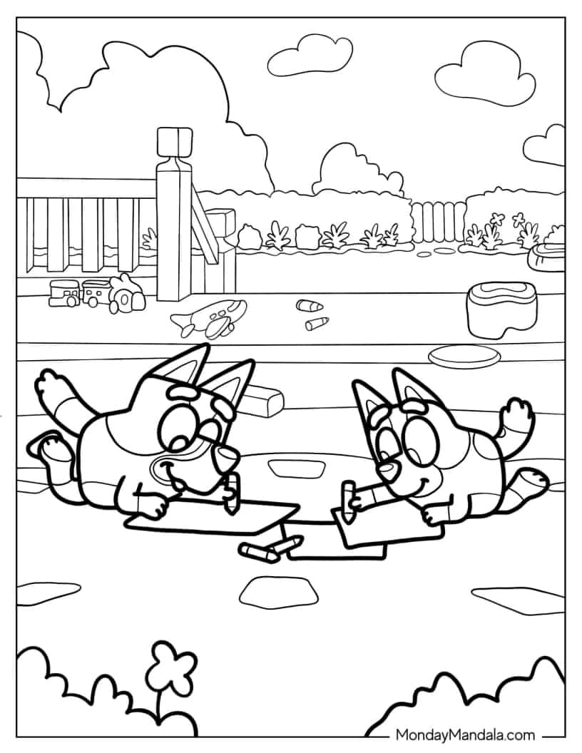 Çocuklar İçin Bluey Boyama Sayfaları 