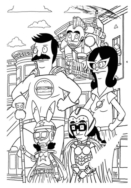 Çocuklar İçin Bob'un Burgerleri Boyama Sayfaları 