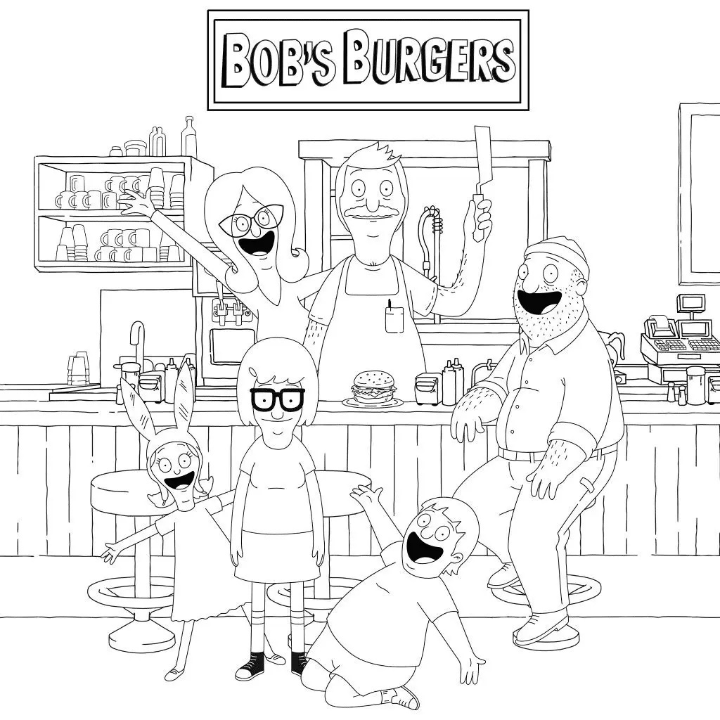 Çocuklar İçin Bob'un Burgerleri Boyama Sayfaları 