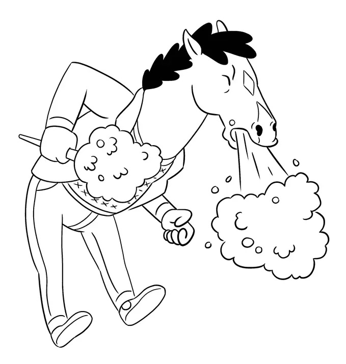 Çocuklar İçin Bojack At Adam Boyama Sayfaları 