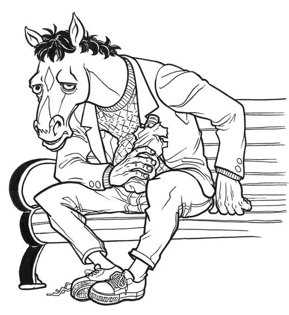 Çocuklar İçin Bojack At Adam Boyama Sayfaları 
