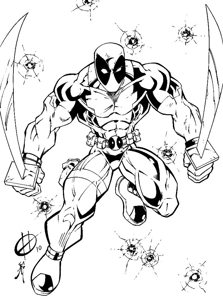 Çocuklar İçin Deadpool Boyama Sayfaları 