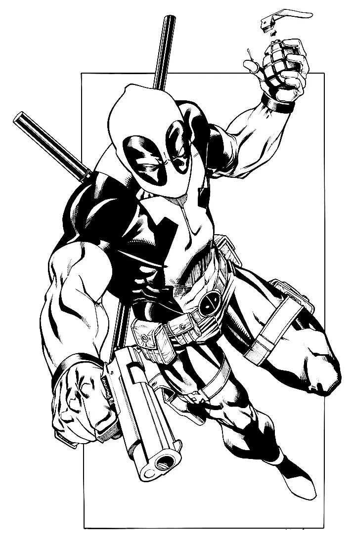 Çocuklar İçin Deadpool Boyama Sayfaları 