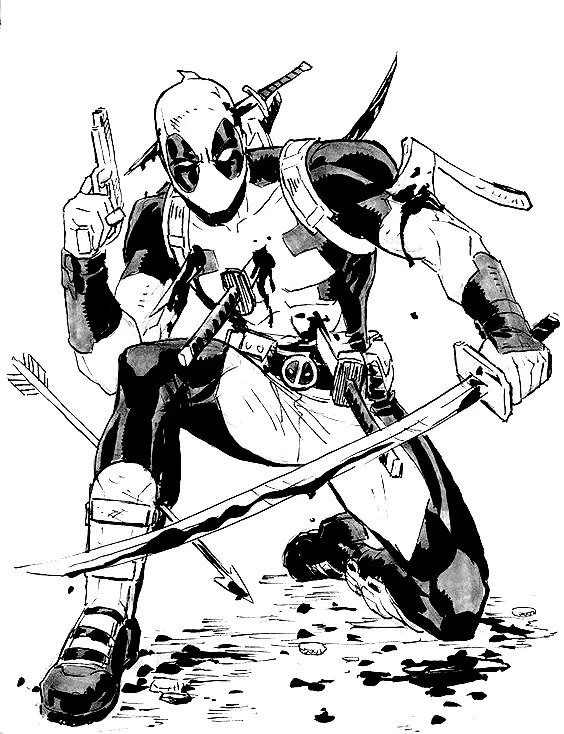 Çocuklar İçin Deadpool Boyama Sayfaları 