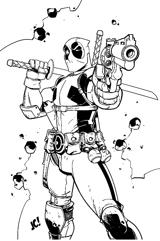 Çocuklar İçin Deadpool Boyama Sayfaları 