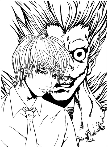Çocuklar İçin Death Note Boyama Sayfaları 