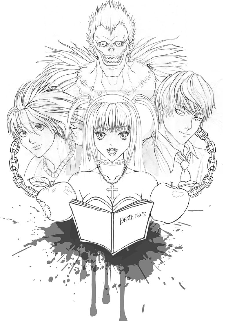 Çocuklar İçin Death Note Boyama Sayfaları 
