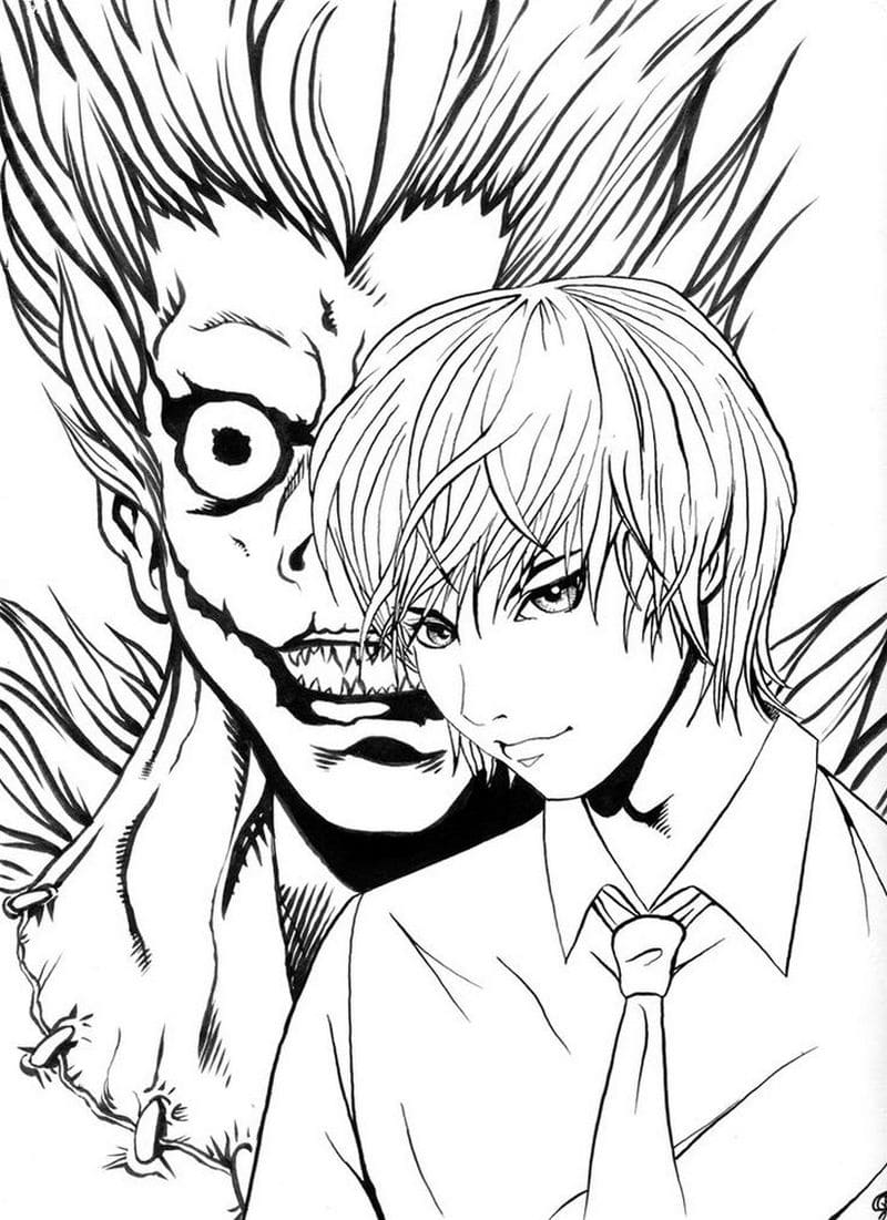 Çocuklar İçin Death Note Boyama Sayfaları 