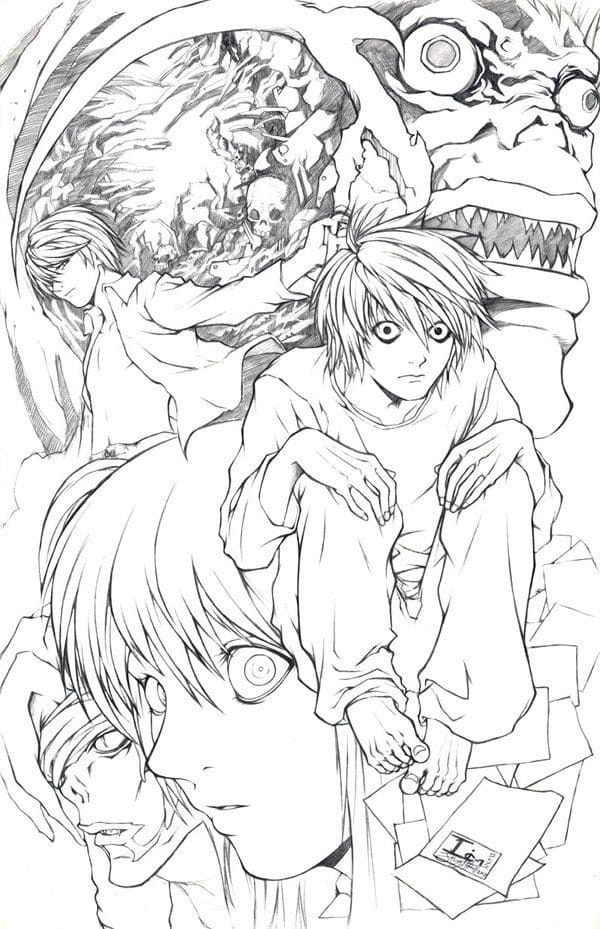 Çocuklar İçin Death Note Boyama Sayfaları 