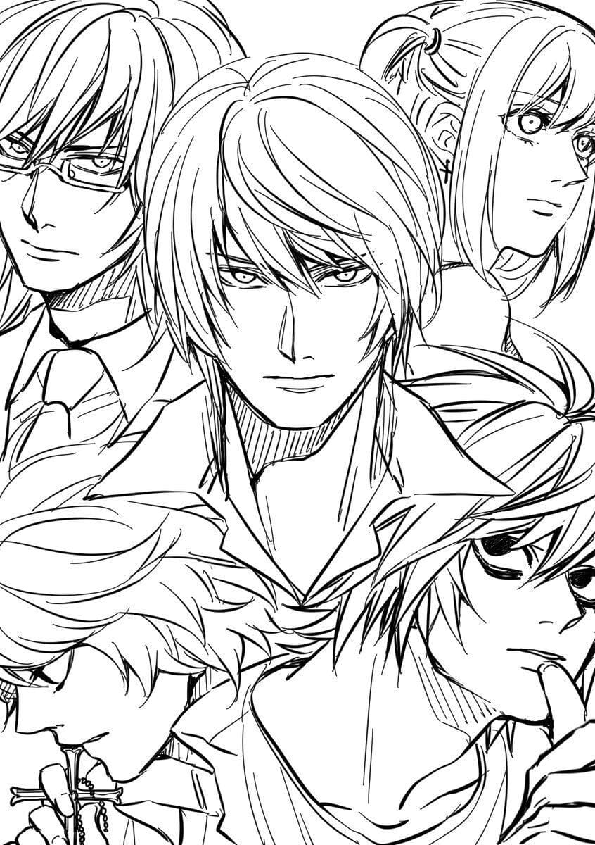 Çocuklar İçin Death Note Boyama Sayfaları 