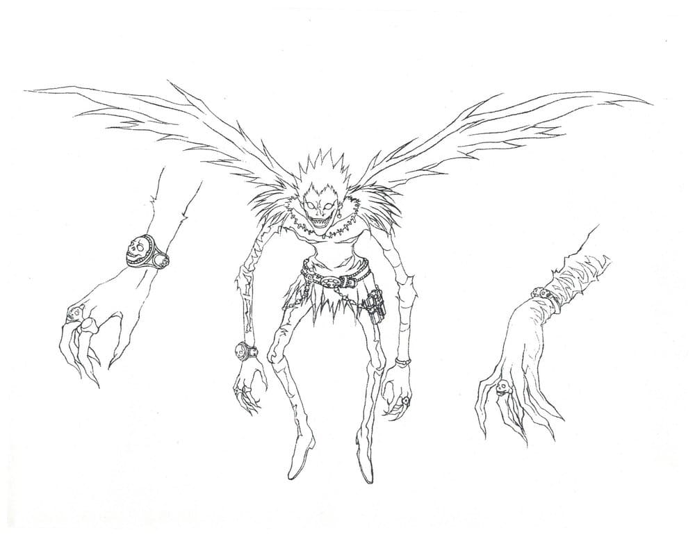 Çocuklar İçin Death Note Boyama Sayfaları 