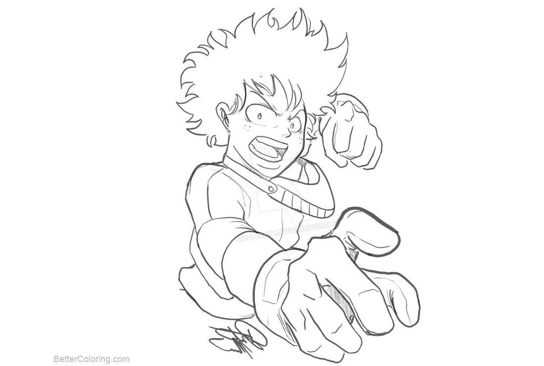 Çocuklar İçin Deku İzuku Midoriya Boyama Sayfaları 