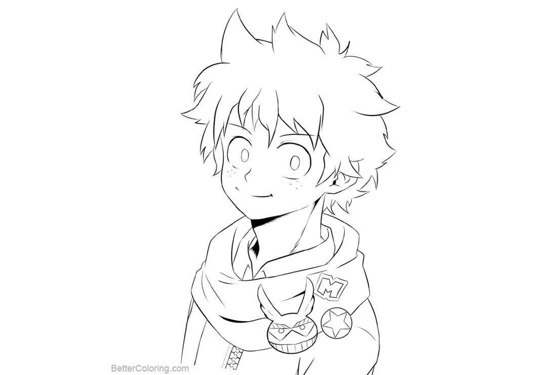 Çocuklar İçin Deku İzuku Midoriya Boyama Sayfaları 