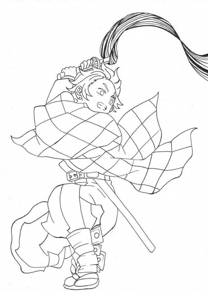 Çocuklar İçin Demon Slayer Boyama Sayfaları 