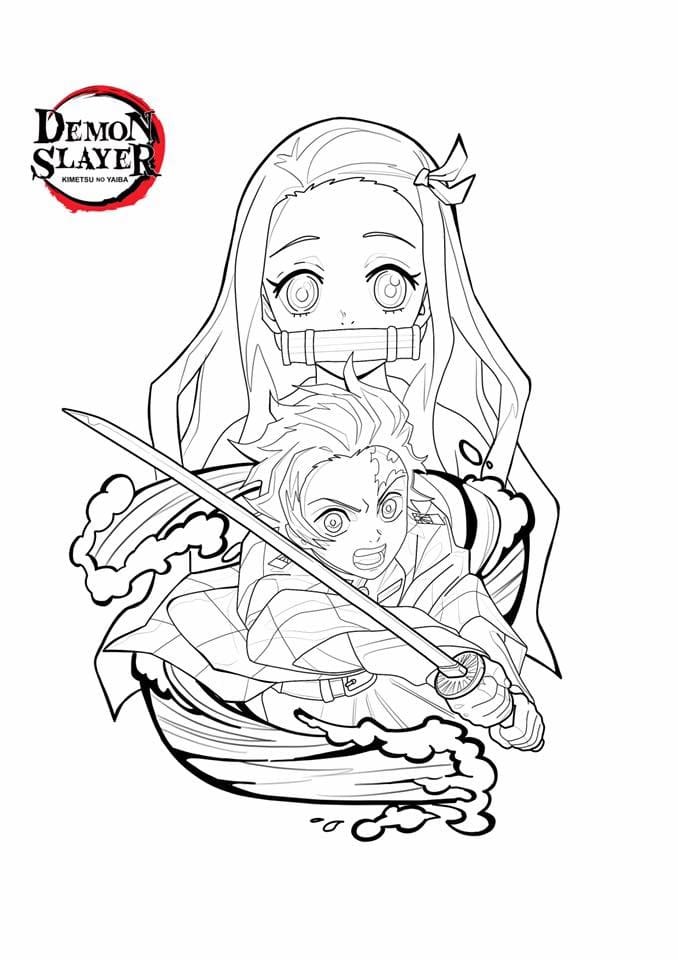 Çocuklar İçin Demon Slayer Boyama Sayfaları 