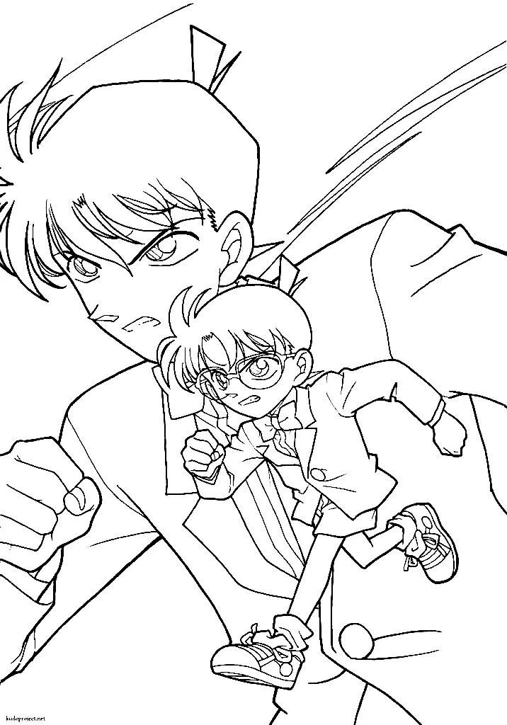 Çocuklar İçin Detective Conan Boyama Sayfaları 
