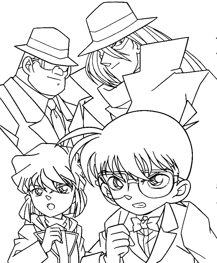 Çocuklar İçin Detective Conan Boyama Sayfaları 
