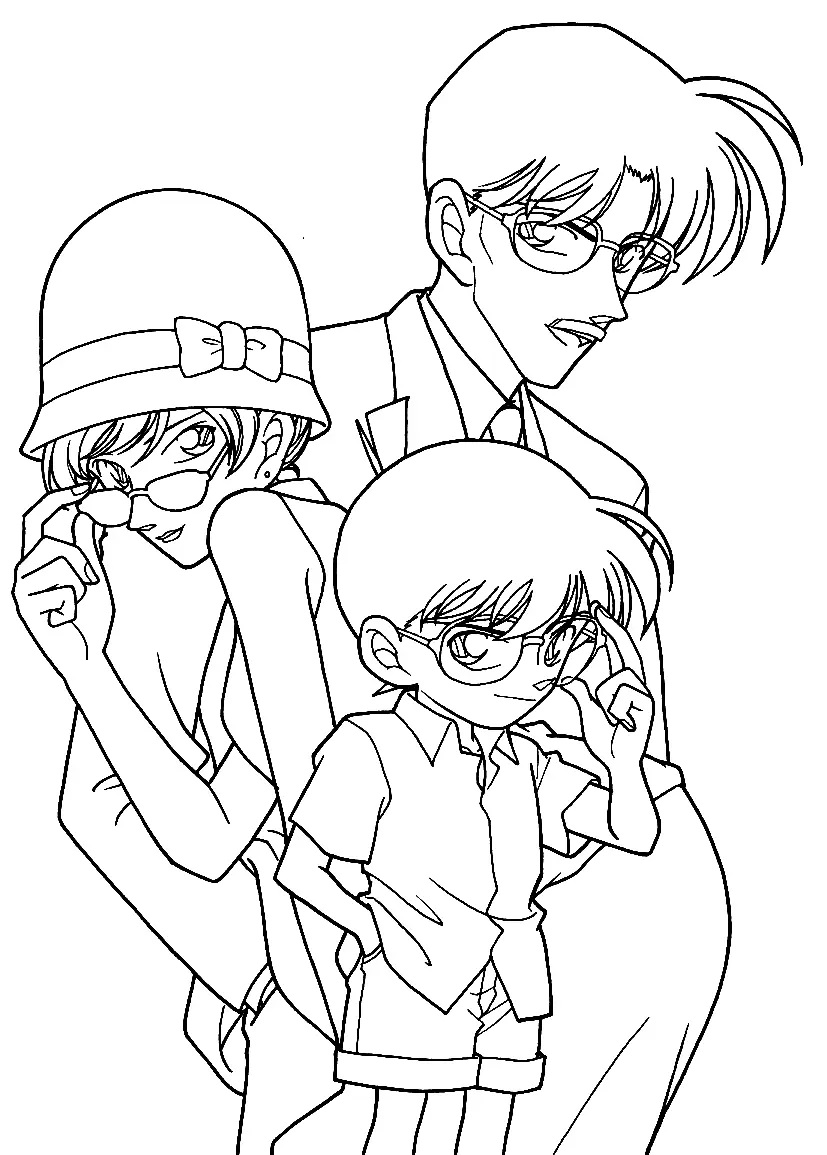 Çocuklar İçin Detective Conan Boyama Sayfaları 