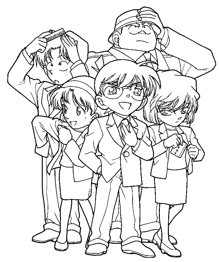 Çocuklar İçin Detective Conan Boyama Sayfaları 