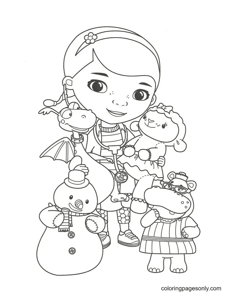 Çocuklar İçin Doktor Mcstuffins Boyama Sayfaları 