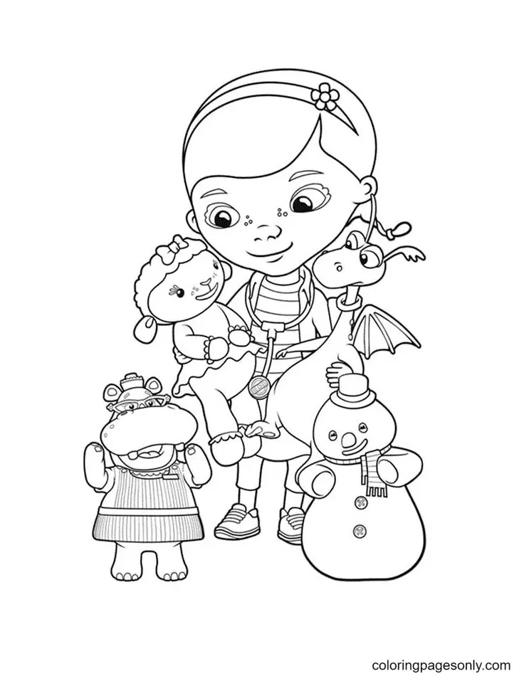 Çocuklar İçin Doktor Mcstuffins Boyama Sayfaları 