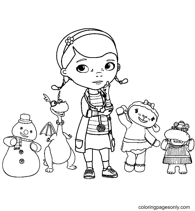 Çocuklar İçin Doktor Mcstuffins Boyama Sayfaları 