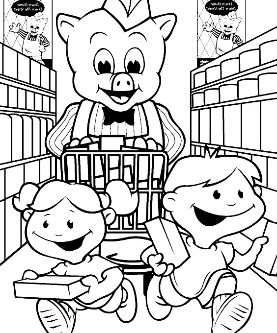 Çocuklar İçin Domuz Wiggly Boyama Sayfaları 