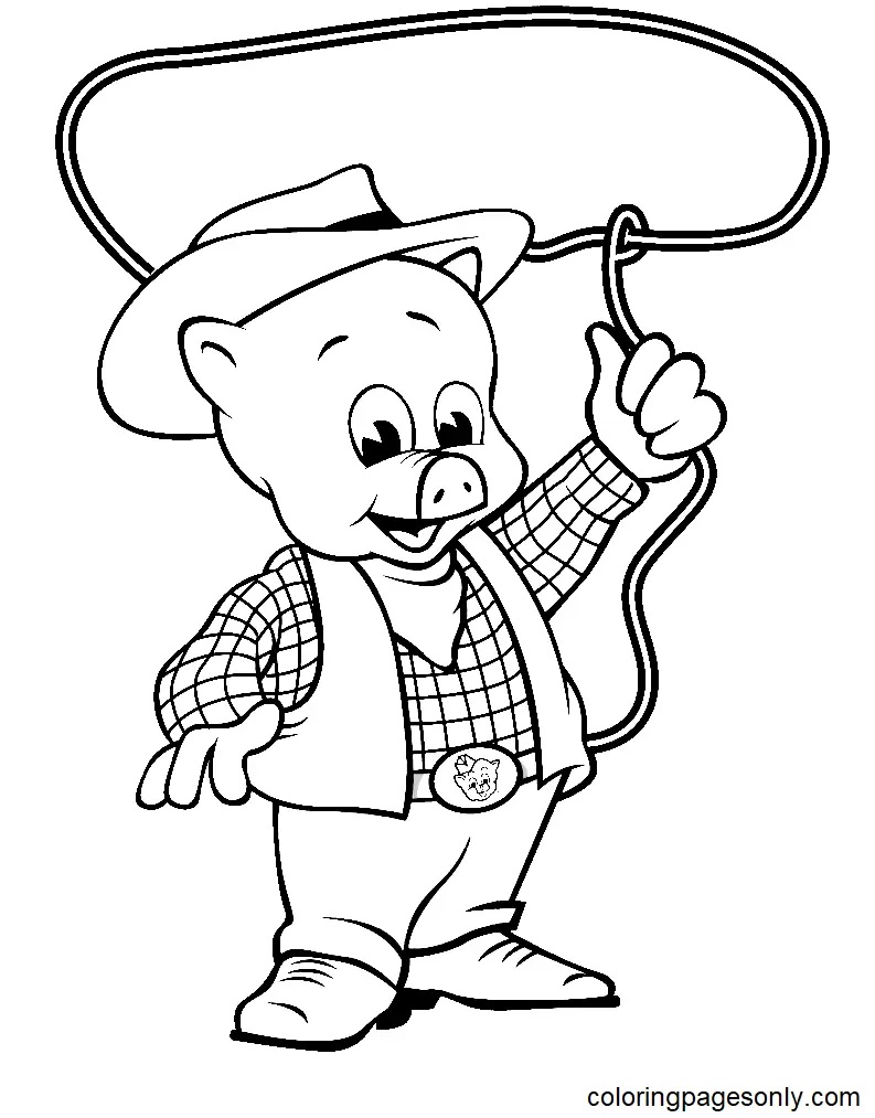 Çocuklar İçin Domuz Wiggly Boyama Sayfaları 