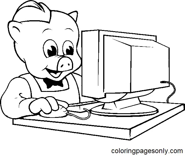 Çocuklar İçin Domuz Wiggly Boyama Sayfaları 