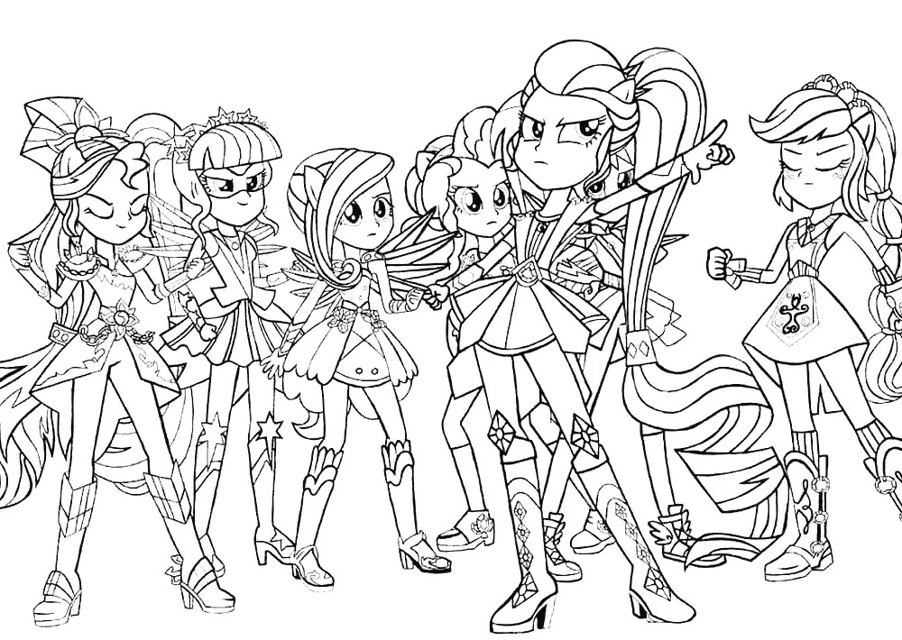 Çocuklar İçin Equestria Girls Boyama Sayfaları 