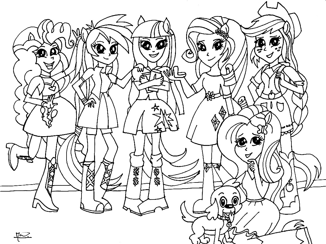 Çocuklar İçin Equestria Girls Boyama Sayfaları 