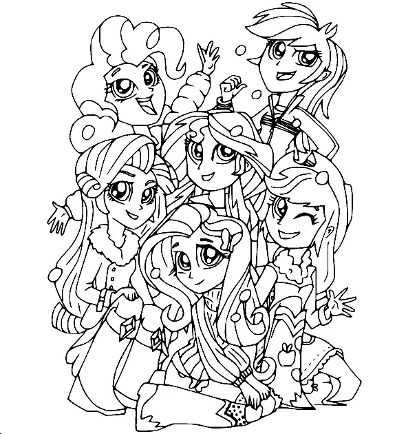 Çocuklar İçin Equestria Girls Boyama Sayfaları 
