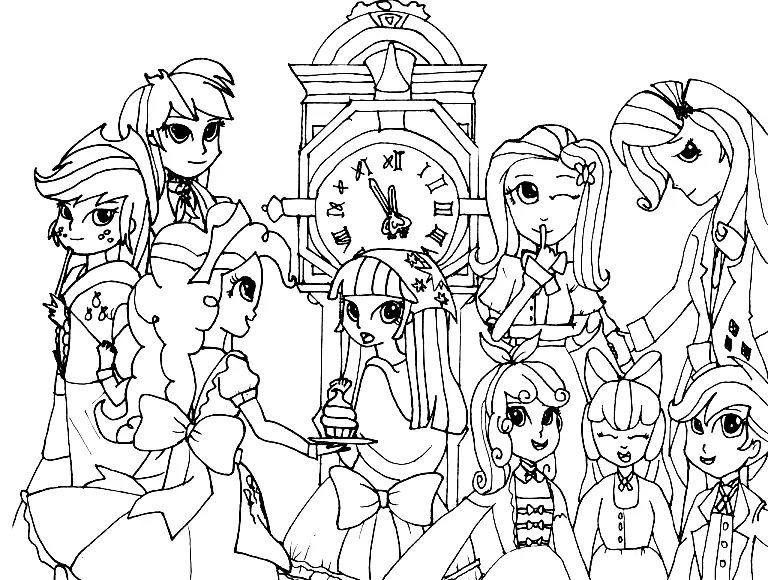 Çocuklar İçin Equestria Girls Boyama Sayfaları 