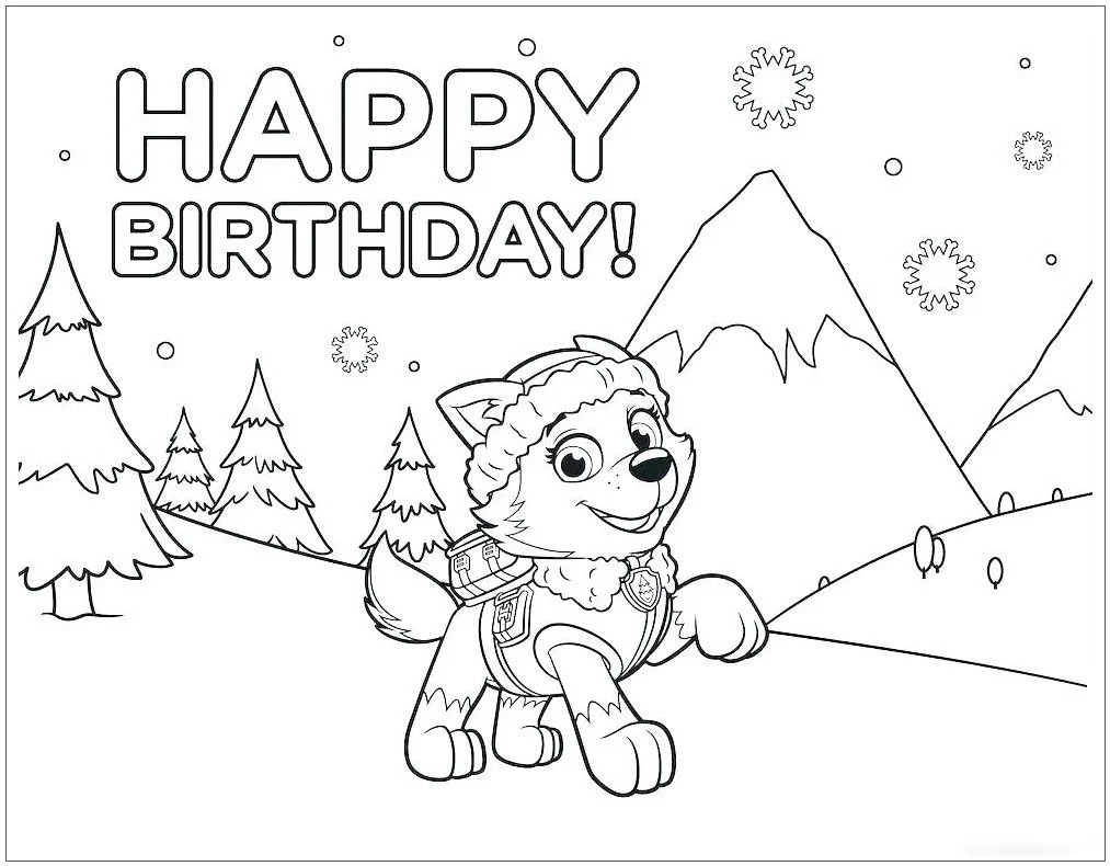 Çocuklar İçin Everest Paw Patrol Boyama Sayfaları 