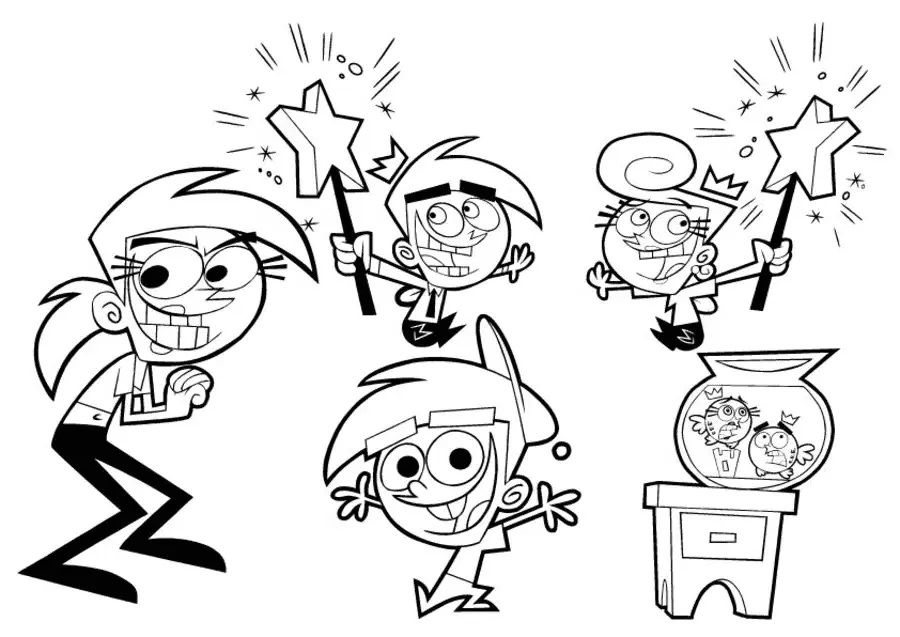 Çocuklar İçin Fairly Oddparents Boyama Sayfaları 