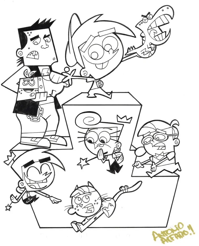 Çocuklar İçin Fairly Oddparents Boyama Sayfaları 