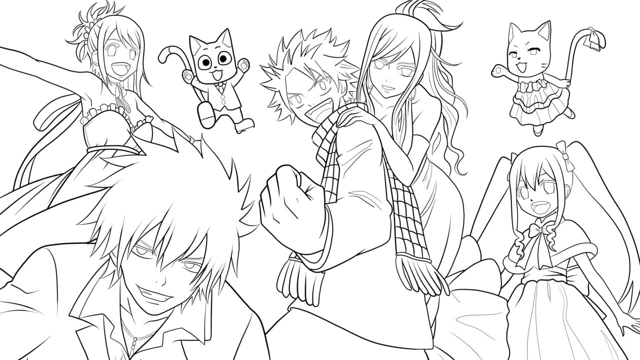 Çocuklar İçin Fairy Tail Boyama Sayfaları 