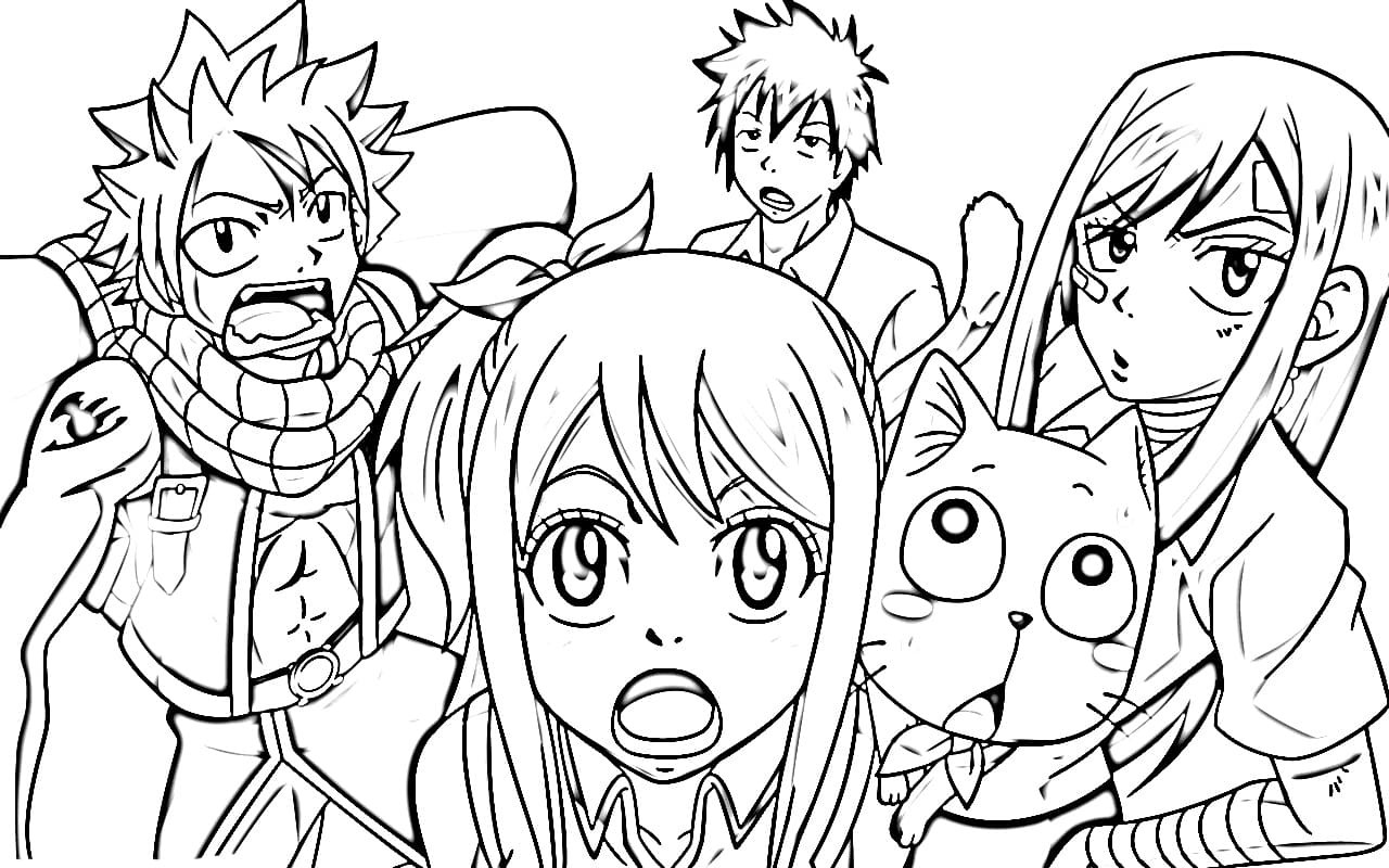 Çocuklar İçin Fairy Tail Boyama Sayfaları 