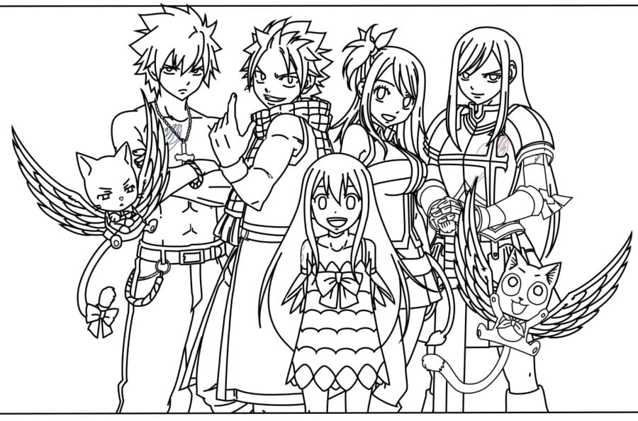 Çocuklar İçin Fairy Tail Boyama Sayfaları 