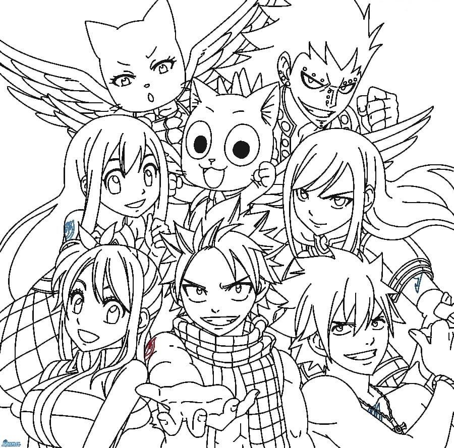Çocuklar İçin Fairy Tail Boyama Sayfaları 