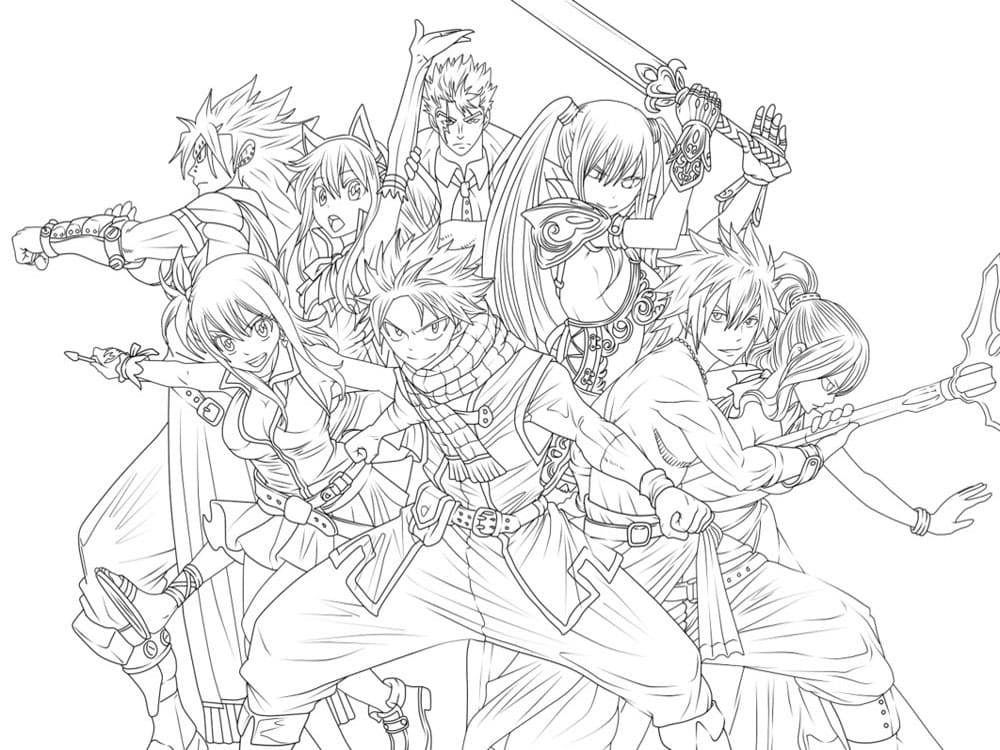 Çocuklar İçin Fairy Tail Boyama Sayfaları 