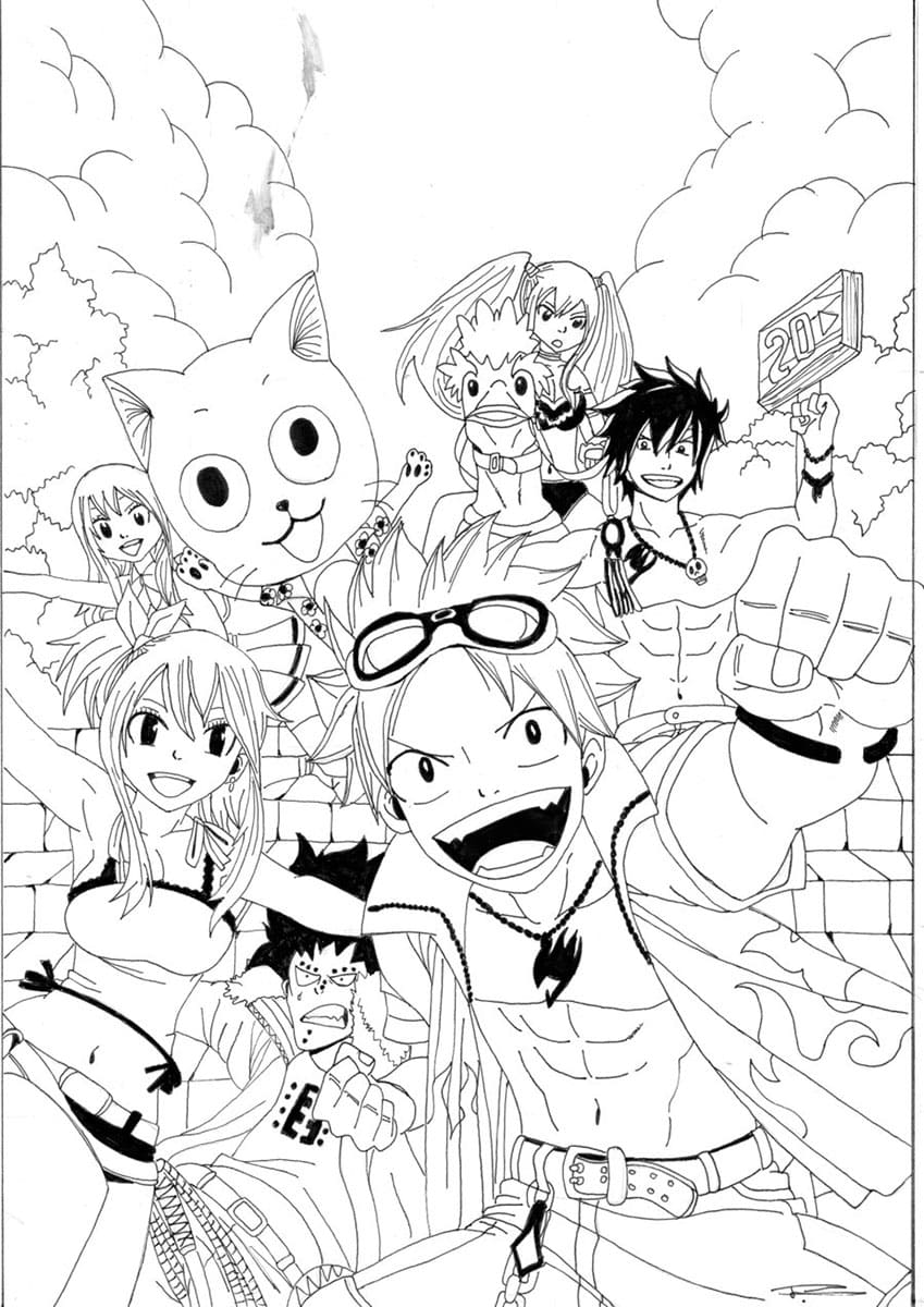 Çocuklar İçin Fairy Tail Boyama Sayfaları 