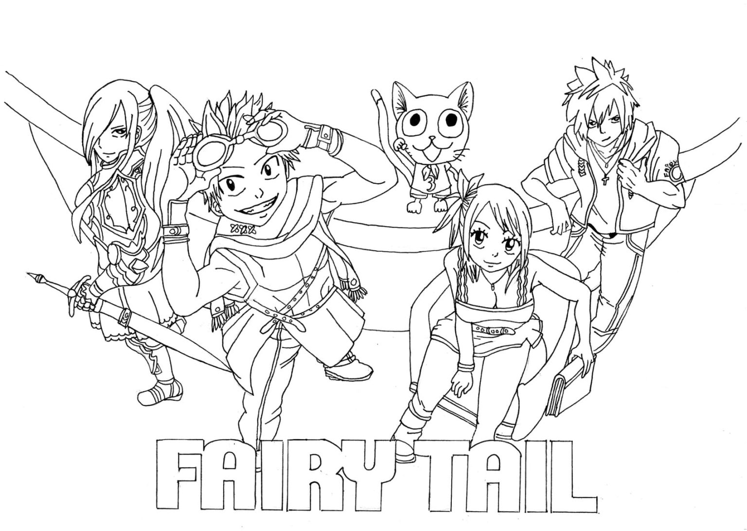 Çocuklar İçin Fairy Tail Boyama Sayfaları 