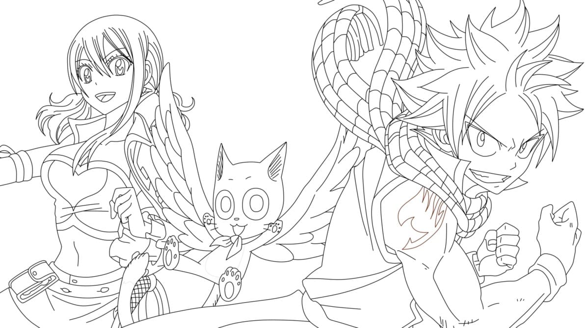 Çocuklar İçin Fairy Tail Boyama Sayfaları 