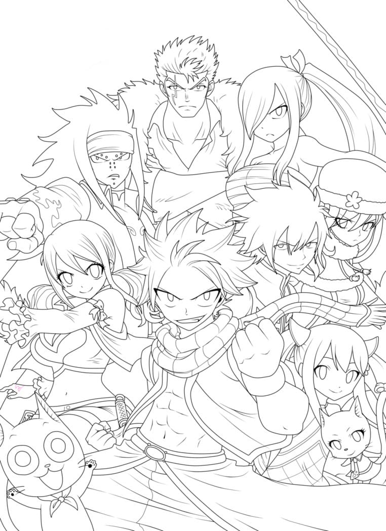 Çocuklar İçin Fairy Tail Boyama Sayfaları 